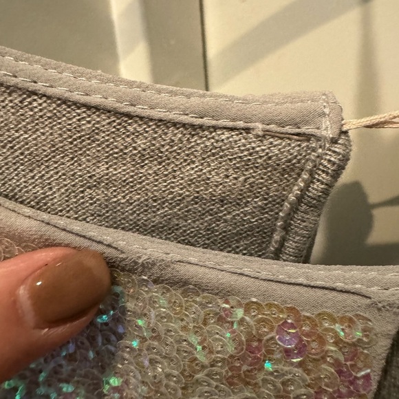 H&M Gray Sweater with Sparkly Sequin Collar Women’s M Holiday Party Top - Picture 11 of 13